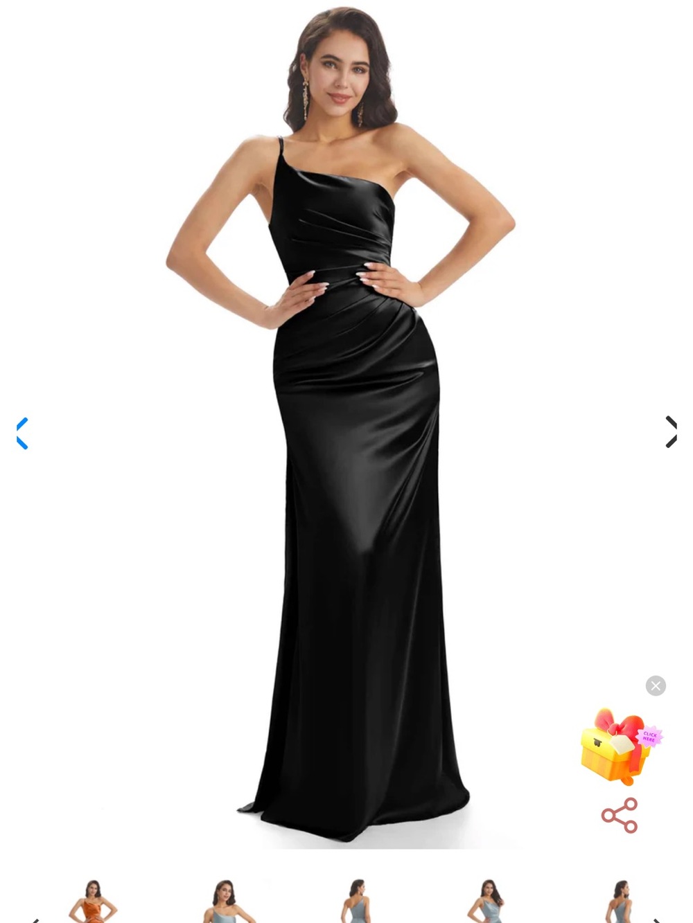 Asymmetric One-Shoulder Black Evening Dress